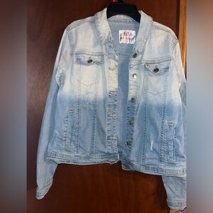 Justice Dip-Dyed Distressed Jean Jacket-NWOT